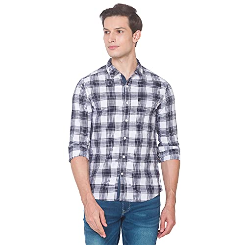 Image of Spykar Men's Solid Slim Shirt (MSH-02BA-217 White 2XL)