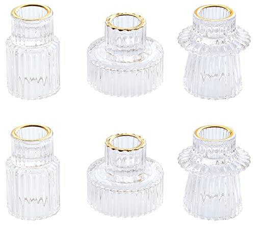 Vixdonos - Crystal Chandelier for Centerpieces, Wedding and Party Dinner Decoration, 6 Pack, Clear Gold Edge