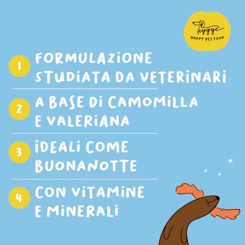 Hygge-Dog-Biscotti-per-Cani-Buonanotte-Biscottini-100-Naturali-gusto-Camomilla-Valeriana-Premietti-Cane-adatti-ideali-per-Addestramento-Tutte-le-taglie-ed-eta-Scorta-per-1-mese-100-gr