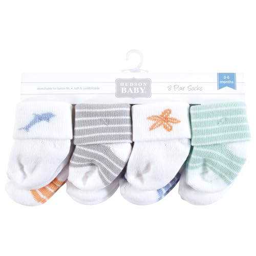 Image of Hudson Baby Baby 8-pack Cotton Rich Newborn and Terry Socks
