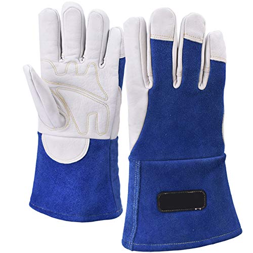 Preisvergleich Produktbild Bayer Nano Green Beschichtung Schutzhandschuhe, Perfekter Kamin, Herd, Backofen, Grill, Schweißen, BBQ, MIG, Topfhalter, Grill- / Schweiß Schutz, Etc. (13Inch, Blau)