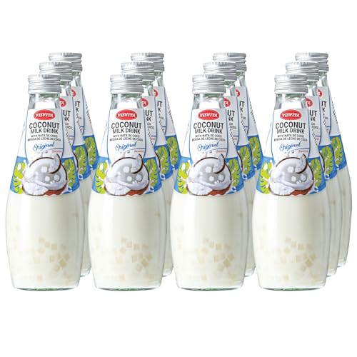 VISVITA Coconut Milk Drink with Nata De Coco, Original | Refreshing Coconut Taste, High Fiber | Plant-Based, Non-GMO & Allergen-Free, 9.8 oz (12 Pack)