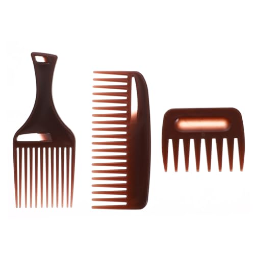 minkissy 3 piezas Peine para Peluquería Set Peine de Dientes Anchos Masajeador Cabelludo para Estilizar Cabello Rizado