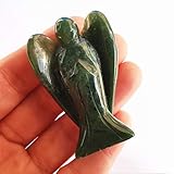 Manekieko Indischer Achat Heilung Kristall Gebet Schutzengel Statue,38mm Schnitzen Tasche Palm Stein Figuren Dekoration