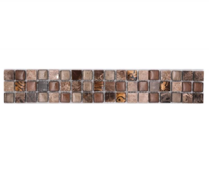Mosaïque Frise mosaïque beige / marron brillant carrelage mur cuisine carrelage salle de bain paroi douche MOS92BOR-1303_f