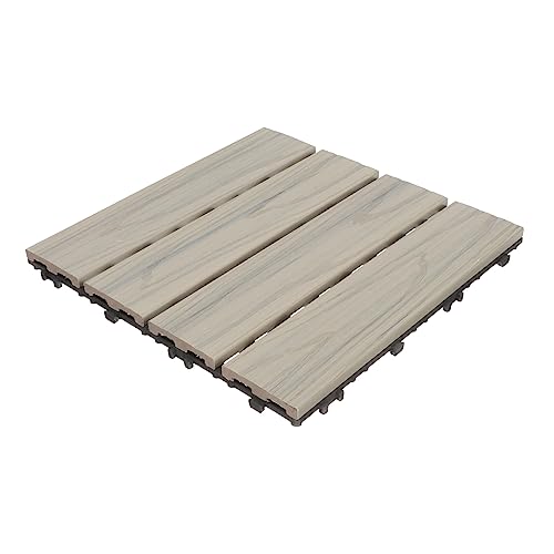 VILLCASE Piastrelle Per Pavimenti In Legno E Plastica Ad Incastro Per Esterni Per Balconi Per Esterni Per Terrazze Per Balconi In Legno E Plastica Con Giunti In Wpc Grigio