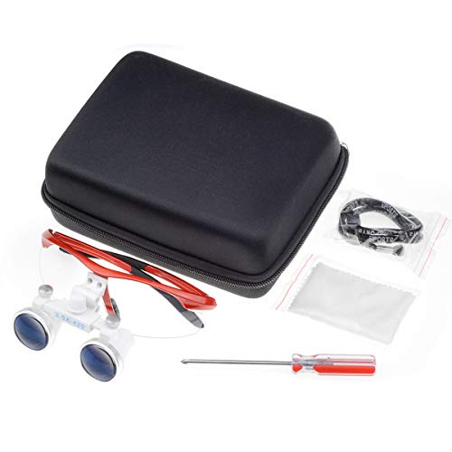 Orilao Chirurgisches Binokular, beschlagfreie Lupe, 3,5 x 420 mm Arbeitsabstand, optisches Glas, Rot