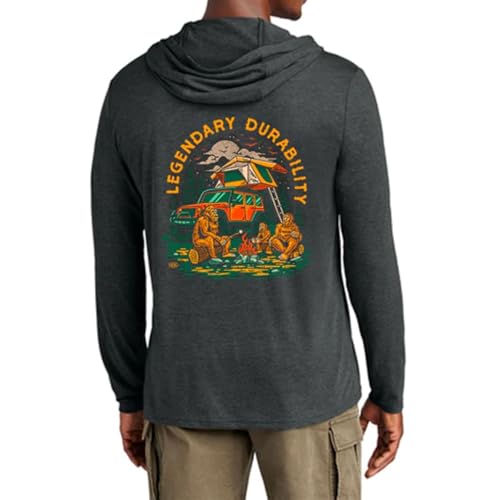 Jeep Sasquatch Family Logo Long-Sleeve Lightweight Hooded T-Shirt for Men Black Heather2