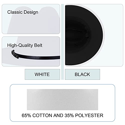 Image of Wide Brim Fedora Hats for Women Men Two Tone Dress Hat Felt Panama Hat in Two Audlt Size