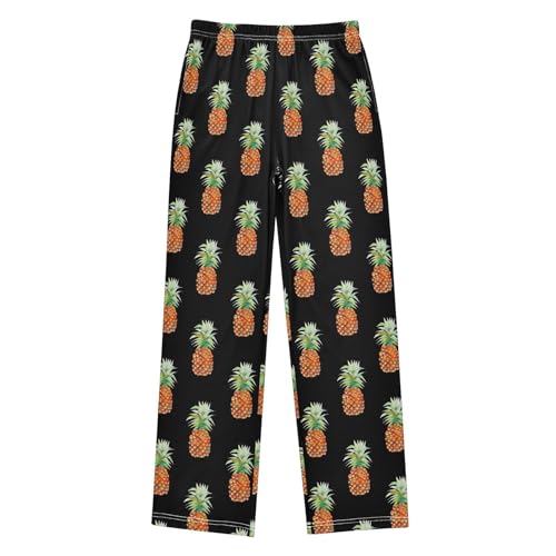 ZZXXB Tropic Pineapple Boys Long Pants Soft Trousers Elastic Waist Kids Lounge Bottoms with Pockets S-XL