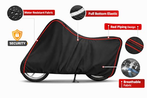 Image of Dustproof Bike Cover Compatible with TVS Raider 125 (All Models) | Heavy Duty | Dustproof, UV Resistant, Heat Protection | Elastic Bottom Grip