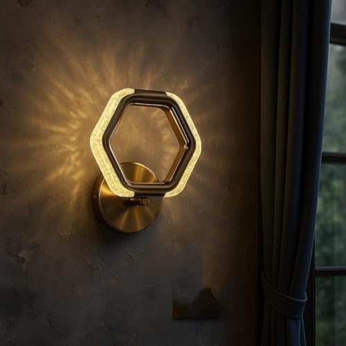Image of Modern Glass Wall Light | Vintage Brass Finish Wall Sconce | Warm Decorative Wall Lamp for Bedroom, Living Room, Hallway & Bedside