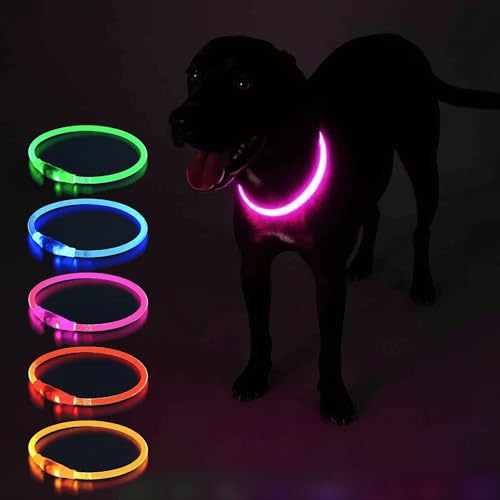 光る首輪 犬用 USB充電式 LED発光 首輪 散歩 夜間 視認距離500m サイズ調整可能 長さ70cm 小型犬 中型犬 大型犬 猫用 ペット用ブルー (オレンジ色, 2個)