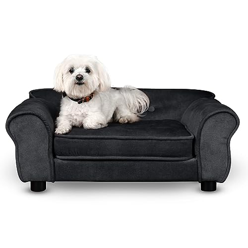 MG Design Haustiersofa in Schwarz – stabiles Holzgestell, weich gepolstert, pflegeleicht – Hundesofa & Katzensofa, fertig montiert