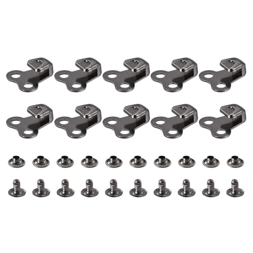 sourcing map 10Set Schnürsenkel Haken Wanderschuhe Schnalle mit Nieten 20x18x7mm Dunkelgrau