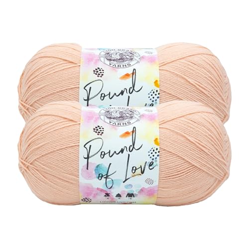 Image of Lion Brand Yarn, Pound of Love Crochet Yarn, Pink Salt, 2 Pack