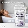 Sale di Epsom alla Lavanda – Solfato di Magnesio Rilassante per Bagno, Pediluvio e Aromaterapia - Sale Inglese per Benessere, Bendaggi e Relax Profondo
