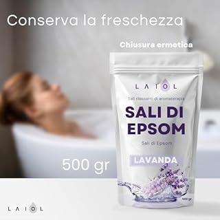 Sale di Epsom alla Lavanda – Solfato di Magnesio Rilassante per Bagno, Pediluvio e Aromaterapia - Sale Inglese per Benessere, Bendaggi e Relax Profondo
