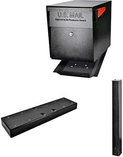 Mail Boss X2 In-Ground Mount Combo Kit Locking Metal Standard Mailbox - Black