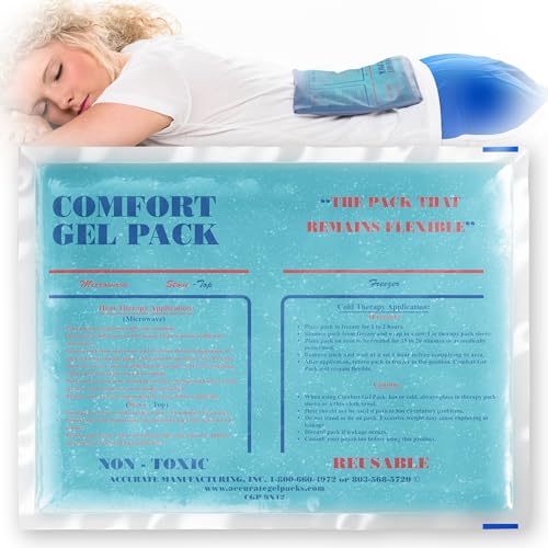Image of Flexible Reusable Gel Packs for Neck, Wrist, Arm, Back and Shoulder Pain Relief - Versatile Hot or Cold Gel Packs for Injuries, Sore Muscles or Toothache Pain Relief, Blue, 9" x 12", 1 Pack