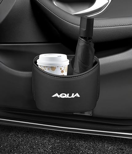 アクア 専用 車 ゴミ箱 車用 収納ケース ドリンクホルダー AQUA 新型 アクア NHP10系 カスタムパーツ おしゃれ 荷物入れ 倒れない ドア収納 フロントドア 助手席 後部座席用 車載便利グッズ 内装パーツ カー用品 (2個入り ブラック)