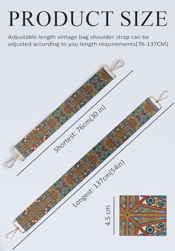 Image of Lyrovo Adjustable Purse Strap Replacement for Women, 1.5 inch Wide Crossbody Shoulder Strap Boho Handbag Strap (Aztec-Red Blue)