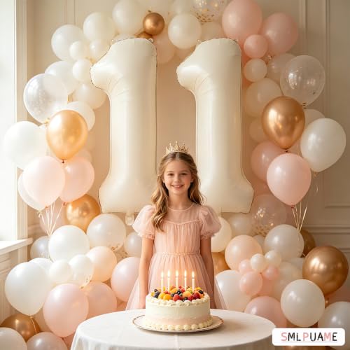 Image of 40 Inch Cream Number 1 Balloon Beige Boho Neutral Party Decoration