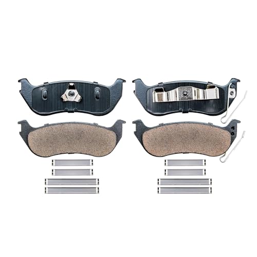 Image of Detroit Axle - 4pc Brake Pads for 2003-2007 Jeep Liberty, 4 Front and Rear Ceramic Brake Pads 2004 2005 2006 Replacement