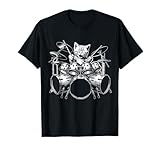 Kitten Rock Band Funny Kitty Drummer Cat Playing Drums T-Shirt