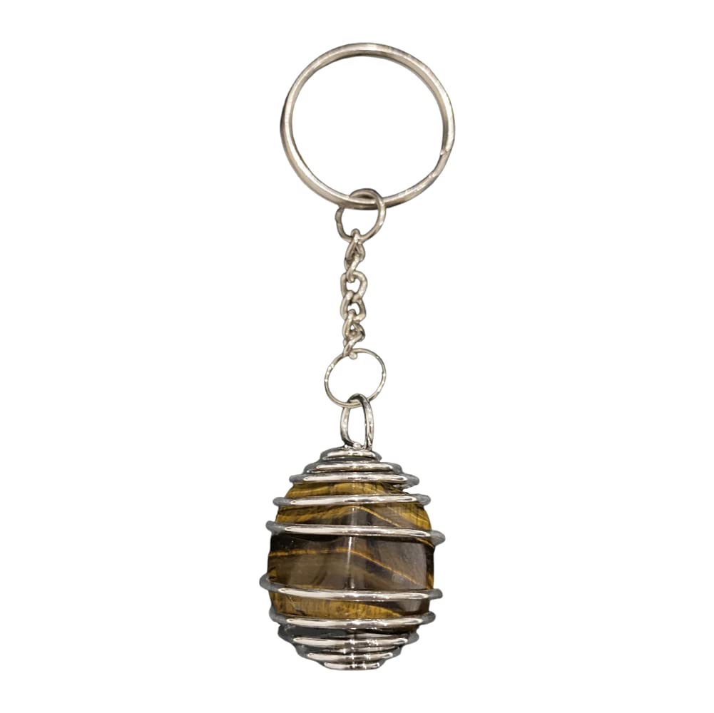 VIE Spiral Cage Tumble Keychain, Tiger's Eye, One