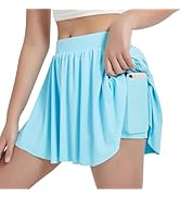 EXARUS Girls Tennis Skirts with Pockets Kids Athletic Skorts Golf Cheer Mini Tiered Skirt High Wa...