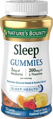 Nature's Bounty Sleep Complex Gummies 60ct, 3 millgrams Melatonin, 200 milligrams L-Theanine Gummies (2 Pack)