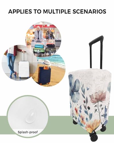 Travel Luggage Cover Small Suitcase Cover Fit for 19-21 Inch Luggage Luggage Protector Suitcase Cover Scratchproof Country Style Spring Flowers on Burlap Texture Luggage Cover Protector for Suitcase4
