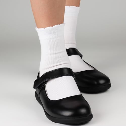 COTTON DAY Girls White Dressy Textured Short Socks Scallop Top Design 5 Pack - Image 6