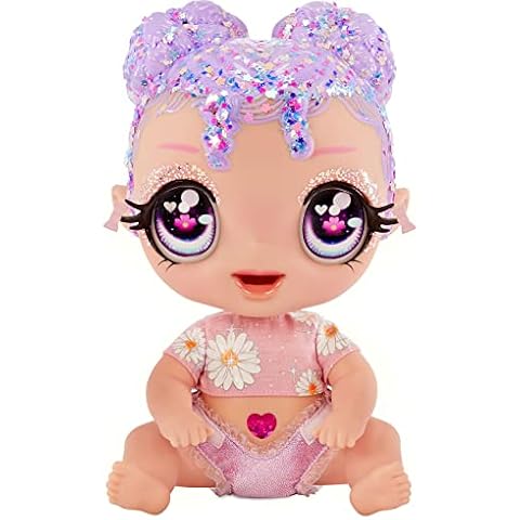 MGA Entertainment Glitter BABYZ Lila Wildboom Baby Doll with 3 Magical Color Changes, Purple Hair , Flower Outfit, Diaper, Bottle, Pacifier Gift for Kids, Toy for Girls Boys Ages 3 4 5+ Years Old Cover