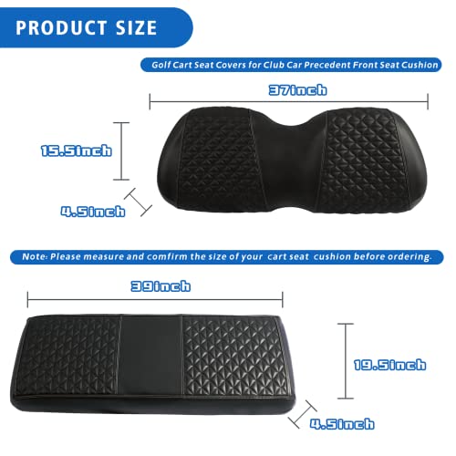 Greenchoosy Golf Cart Diamond Front Seat Cover Set For Golf Cart Club Car Precedent, No Need Gun Nails Black #TOP4