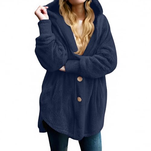 Women Casual Fleece Cardigan Hoodies Long Winter Fleece Hoodie Jacket