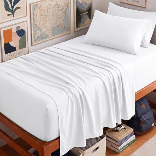 Image of CozyLux 4-Piece Twin XL Sheets, Fits 18-21 Inch Mattresses, Oeko-TEX