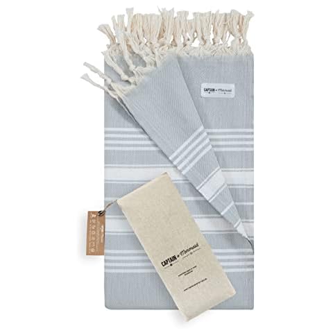 Captain & Mermaid® Serviette de Plage de qualité supérieure en 100% Coton Oeko-TEX® | Serviette de Bain | Serviette de Yoga Cover