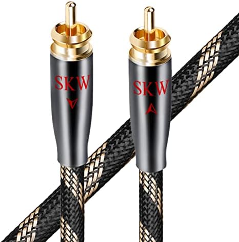 SKW Subwoofer Cable RCA to RCA Multiple Shield with Single Crystal Copper for HiFi Systems (1 Meter, Black)
