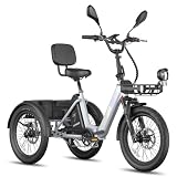 Fafrees F20 Mate II Triciclo eléctrico para adultos, 48 V, 21 Ah, batería de 20 pulgadas, bicicleta eléctrica, plegable 180 kg, 3 ruedas de 65 Nm, freno hidráulico, bicicleta eléctrica para personas