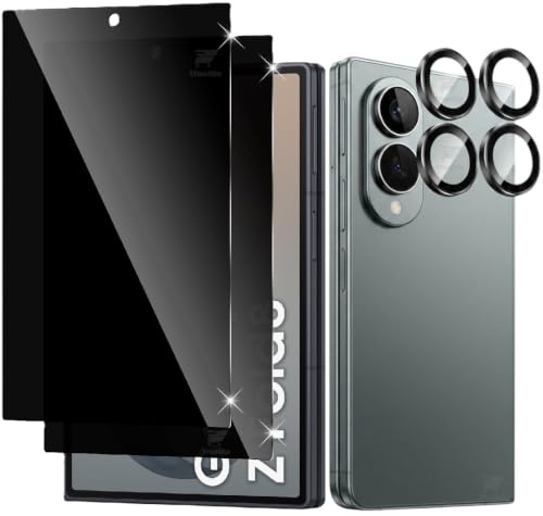 Image of WonRia 2+2 Pack - Privacy Tempered Guard Compatible with Samsung Galaxy Z Fold 8 Wide 5G with Camera Lens Ring Protector Screen Guard Protector | Anti-Spy - Installation Kit