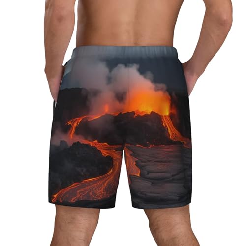 Men's Swim Trunks Quick Dry Board Shorts Drawstring Beach Short Kilauea Volcano Bathing Suit for Men3