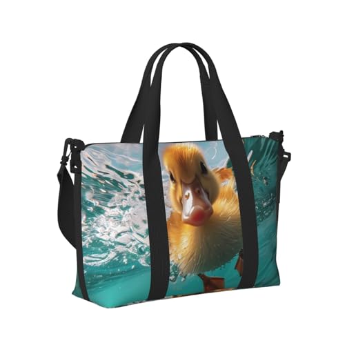 Laptop Tote Bag for Women Work - Underwater Swimming Duck Gym Bag for Women Men, Personal Item Crossbody Travel Bags Carry On, Overnight Weekender Bags for Women Travel