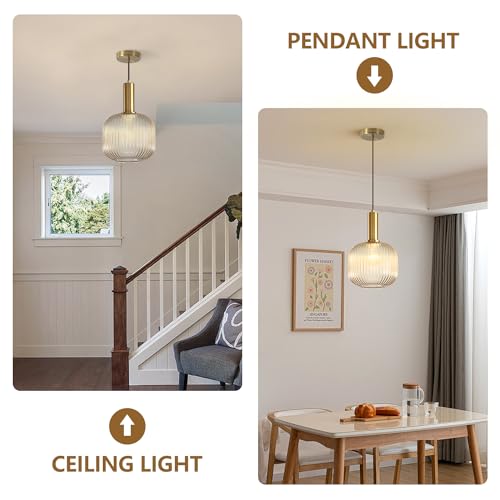 Kco L1162-A Lighting Amber Glass Globe Pendant Light Mid Century Modern Kitchen Island Pendant Lighting Gold Single Pendant Light Fixture Vintage Brass Hanging Ceiling Light thumb #2