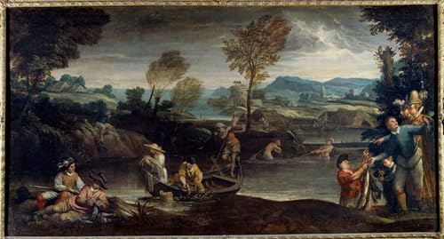 Peinture de pêche Annibale Carracci tableau toile salon élégant