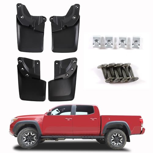 Image of Mud Flaps Splash Guards Mudguards Mudflaps Compatible with Toyota Tacoma 2016-2021,Front and Rear Side Splash Guards Replacement Set Accessories (16-22)