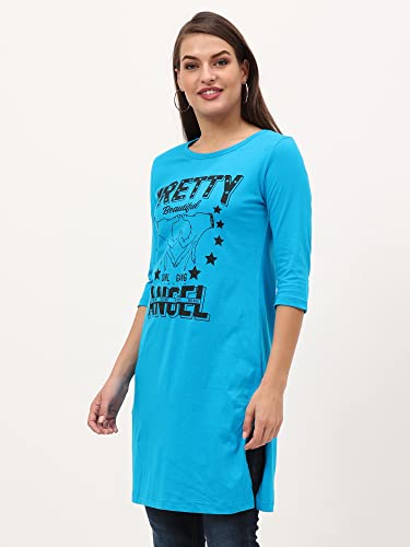 Image of FLEXIMAA Women's Cotton Printed Round Neck 3 /4 Sleeve Color Size Long Top