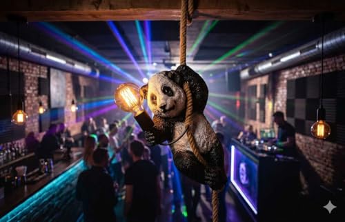 Image of Baby Panda Pendant Light, Black and White E27 Single Head, Modern Style, Ceiling Mounted Light for Dining Room,Bedroom, Living Room, Drawing Room, Study Room, Kids Room (Without Bulb)