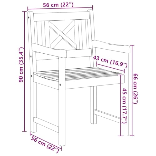Fauteuils d'extérieur rustiques en acacia lot de 4 chaises